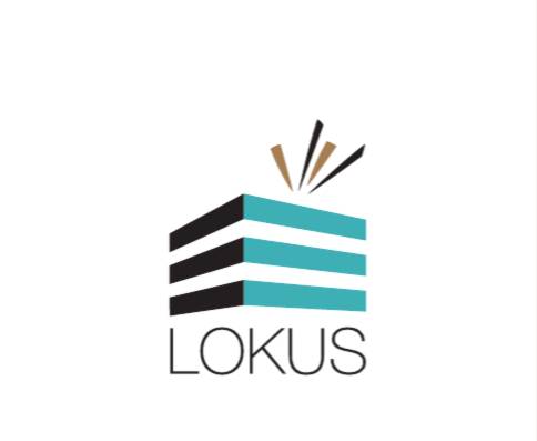 Lokus logo with colorful stripes above the text 'LOKUS'
